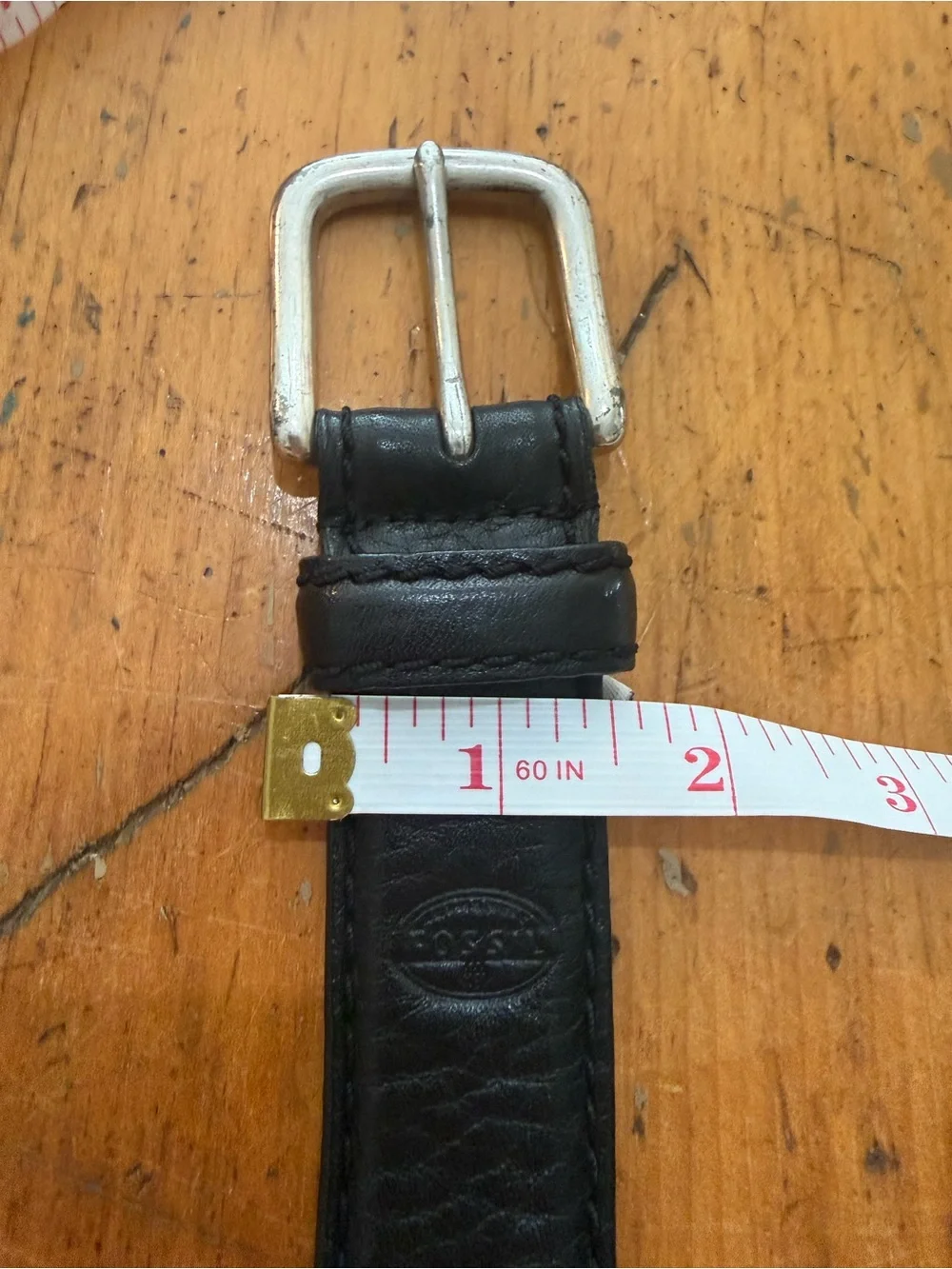 Fossil Classic Brody Black Leather Belt with Silver Buckle